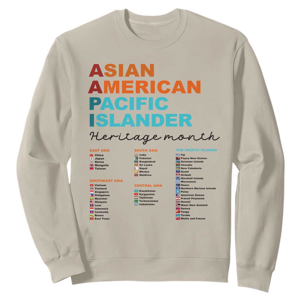 AAPI Heritage Month Sweatshirt Asian American and Pacific Islander Countries Pride TS02 Sand Print Your Wear