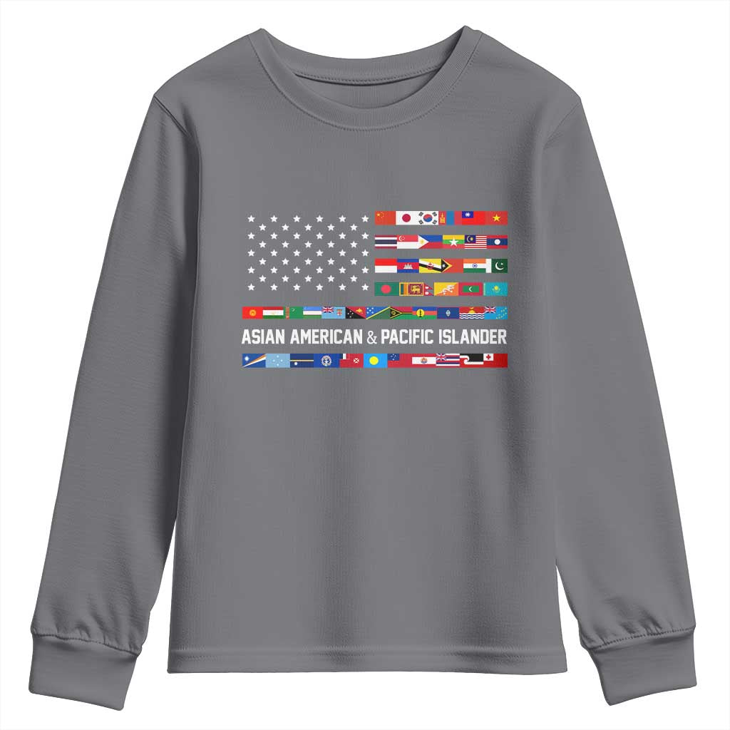 AAPI Heritage Month Youth Sweatshirt Asian American and Pacific Islander USA Flag TS02 Charcoal Print Your Wear