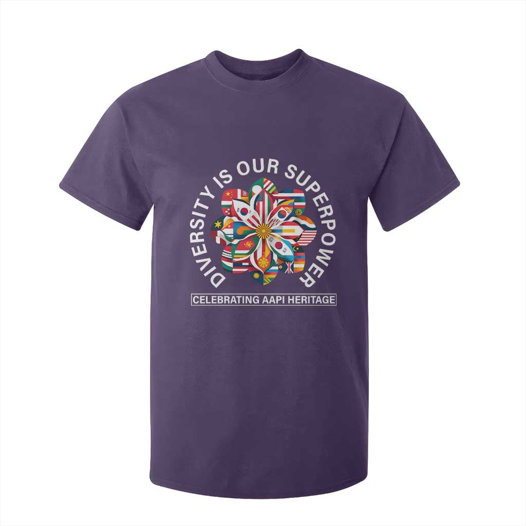 AAPI Heritage Month T Shirt For Kid Diversity Is Our Superpower Asian American and Pacific Islander TS02 Purple Print Your Wear