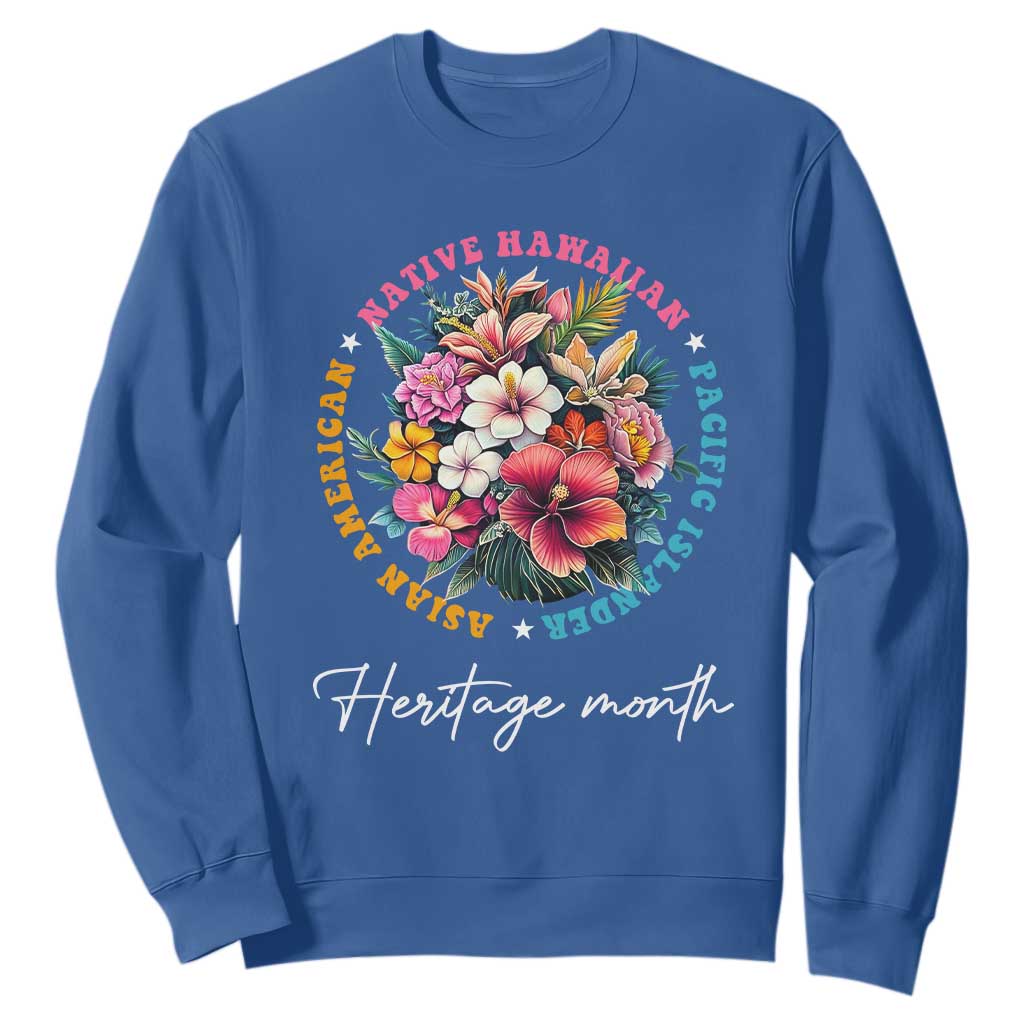AAPI Heritage Month Sweatshirt Asian American Native Hawaiian Pacific Islander Vintage TS02 Royal Blue Print Your Wear