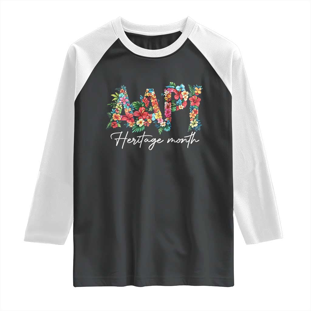 AAPI Heritage Month Raglan Shirt Retro Elegant Floral Asian American Pacific Islander TS02 Black White Print Your Wear