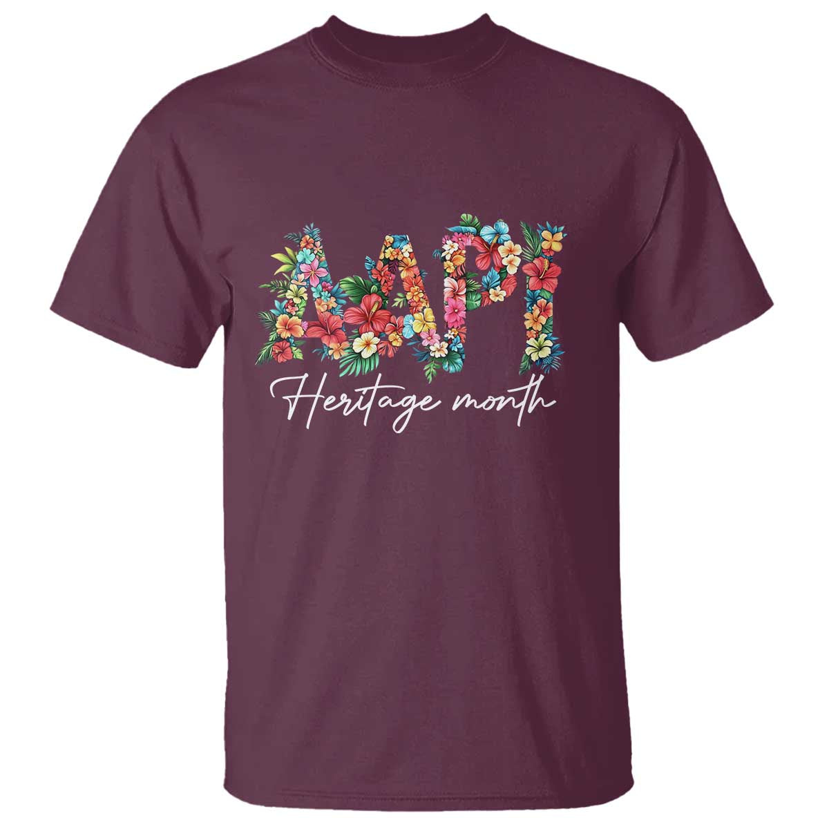 AAPI Heritage Month T Shirt Retro Elegant Floral Asian American Pacific Islander TS02 Maroon Print Your Wear