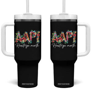AAPI Heritage Month Tumbler With Handle Retro Elegant Floral Asian American Pacific Islander TS02 One Size: 40 oz Black Print Your Wear