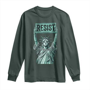 Statue of Liberty Resist Long Sleeve Shirt Retro TS02 Dark Forest Green Print Your Wear