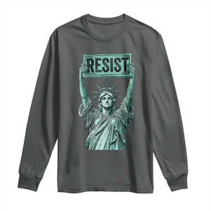 Statue of Liberty Resist Long Sleeve Shirt Retro TS02 Dark Heather Print Your Wear