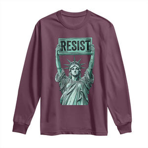 Statue of Liberty Resist Long Sleeve Shirt Retro TS02 Maroon Print Your Wear