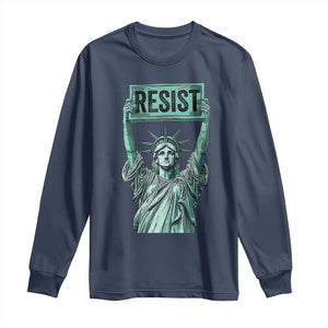 Statue of Liberty Resist Long Sleeve Shirt Retro TS02 Navy Print Your Wear