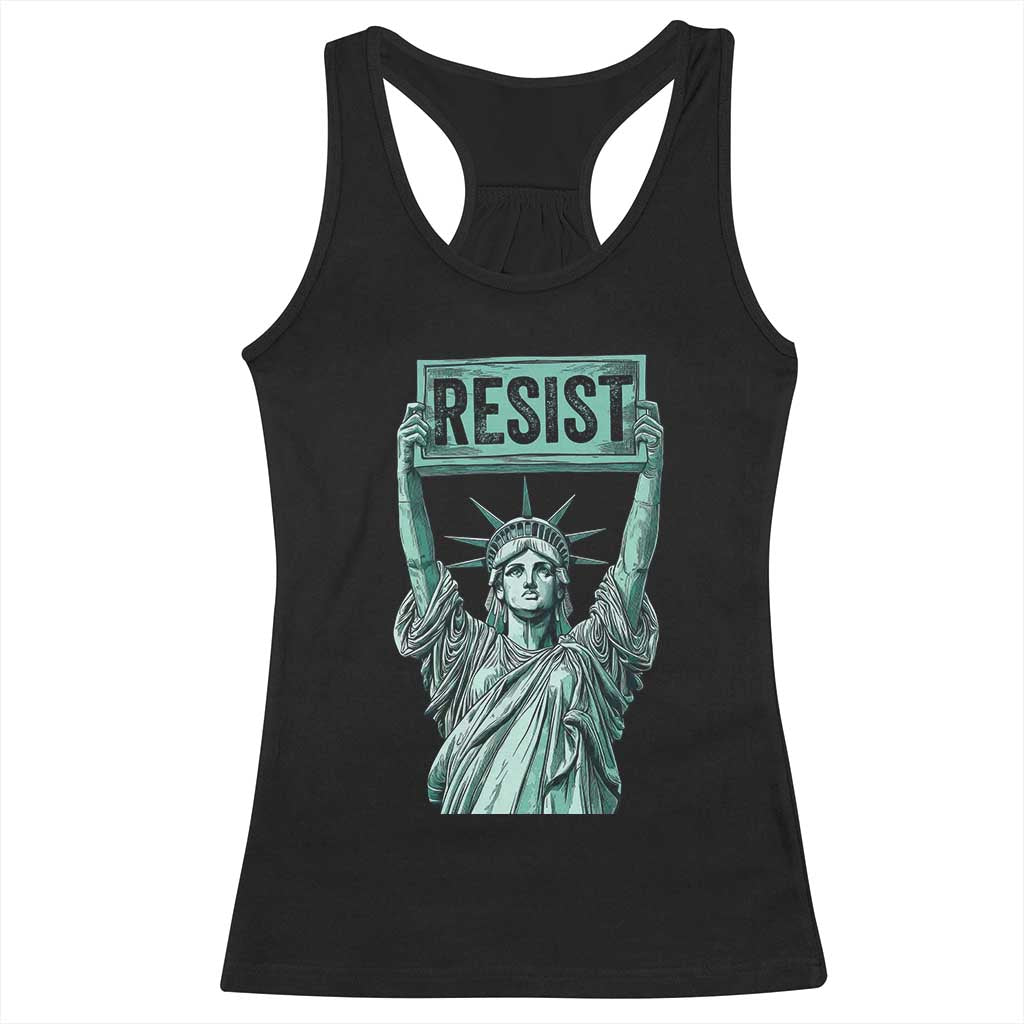 Statue of Liberty Resist Racerback Tank Top Retro TS02 Black Print Your Wear