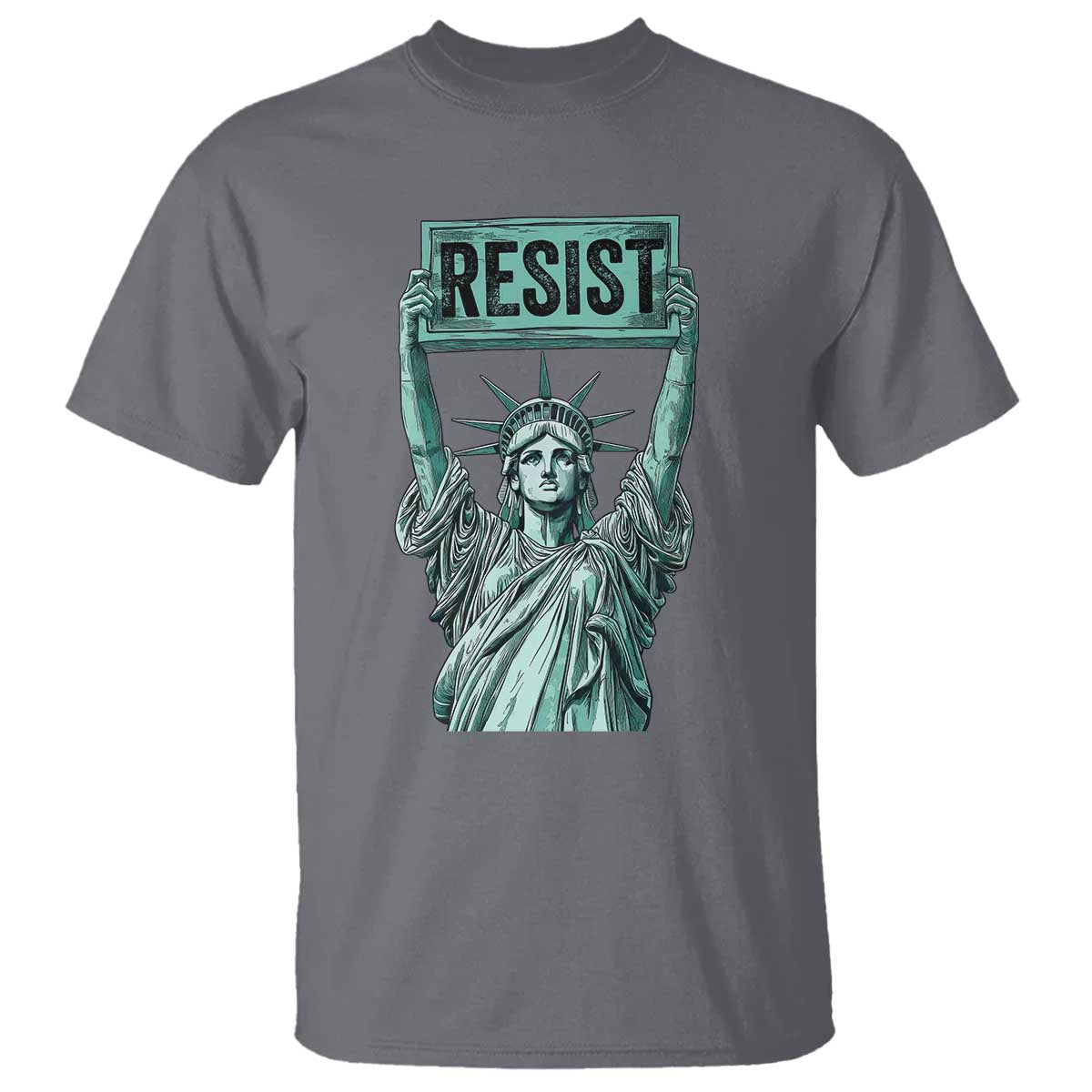 Statue of Liberty Resist T Shirt Retro TS02 Charcoal Print Your Wear