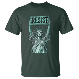 Statue of Liberty Resist T Shirt Retro TS02 Dark Forest Green Print Your Wear