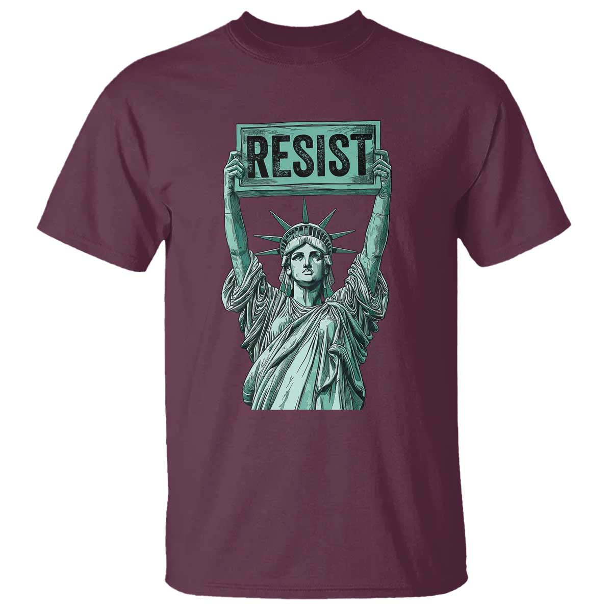 Statue of Liberty Resist T Shirt Retro TS02 Maroon Print Your Wear