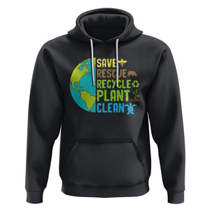 Earth Day Hoodie Save Bees Rescue Animals Recycle Plant Tree Planet Earth Day TS02 Black Printyourwear