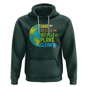 Earth Day Hoodie Save Bees Rescue Animals Recycle Plant Tree Planet Earth Day TS02 Dark Forest Green Printyourwear