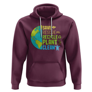 Earth Day Hoodie Save Bees Rescue Animals Recycle Plant Tree Planet Earth Day TS02 Maroon Printyourwear