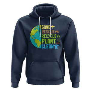 Earth Day Hoodie Save Bees Rescue Animals Recycle Plant Tree Planet Earth Day TS02 Navy Printyourwear