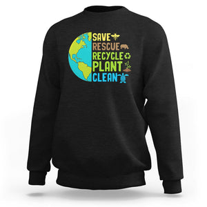 Earth Day Sweatshirt Save Bees Rescue Animals Recycle Plant Tree Planet Earth Day TS02 Black Printyourwear