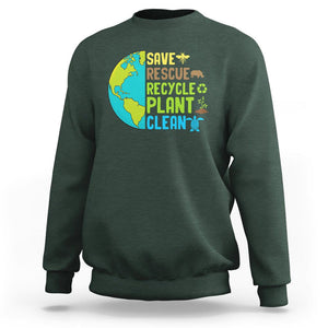 Earth Day Sweatshirt Save Bees Rescue Animals Recycle Plant Tree Planet Earth Day TS02 Dark Forest Green Printyourwear