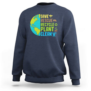 Earth Day Sweatshirt Save Bees Rescue Animals Recycle Plant Tree Planet Earth Day TS02 Navy Printyourwear