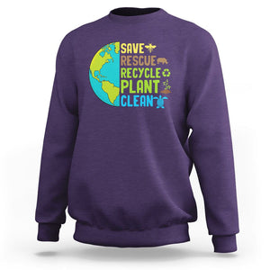 Earth Day Sweatshirt Save Bees Rescue Animals Recycle Plant Tree Planet Earth Day TS02 Purple Printyourwear