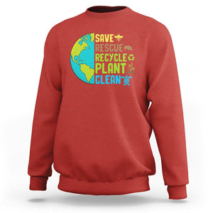 Earth Day Sweatshirt Save Bees Rescue Animals Recycle Plant Tree Planet Earth Day TS02 Red Printyourwear