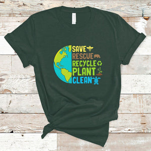 Earth Day T Shirt Save Bees Rescue Animals Recycle Plant Tree Planet Earth Day TS02 Dark Forest Green Printyourwear