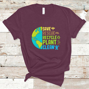 Earth Day T Shirt Save Bees Rescue Animals Recycle Plant Tree Planet Earth Day TS02 Maroon Printyourwear