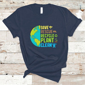 Earth Day T Shirt Save Bees Rescue Animals Recycle Plant Tree Planet Earth Day TS02 Navy Printyourwear