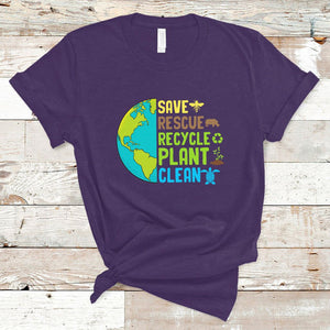 Earth Day T Shirt Save Bees Rescue Animals Recycle Plant Tree Planet Earth Day TS02 Purple Printyourwear