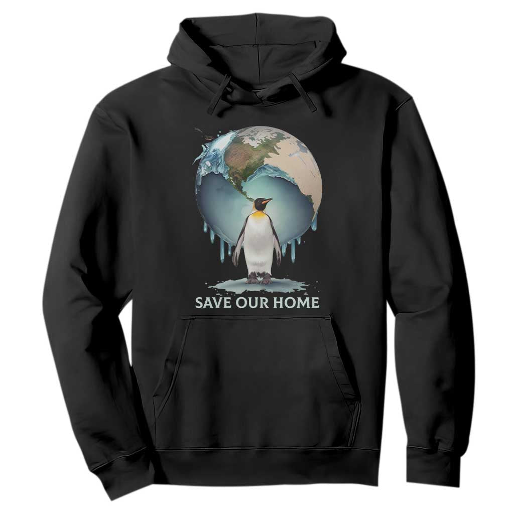Earth Day Hoodie Animal Wildlife Conservation Penguin Save Our Home Earth Day TS02 Black Printyourwear