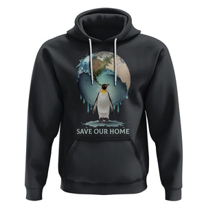 Earth Day Hoodie Animal Wildlife Conservation Penguin Save Our Home Earth Day TS02 Black Printyourwear