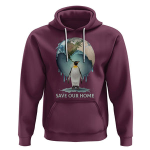 Earth Day Hoodie Animal Wildlife Conservation Penguin Save Our Home Earth Day TS02 Maroon Printyourwear