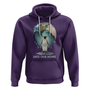 Earth Day Hoodie Animal Wildlife Conservation Penguin Save Our Home Earth Day TS02 Purple Printyourwear