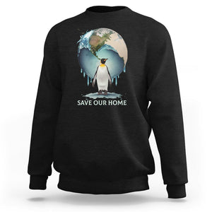 Earth Day Sweatshirt Animal Wildlife Conservation Penguin Save Our Home Earth Day TS02 Black Printyourwear