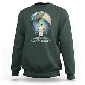 Earth Day Sweatshirt Animal Wildlife Conservation Penguin Save Our Home Earth Day TS02 Dark Forest Green Printyourwear