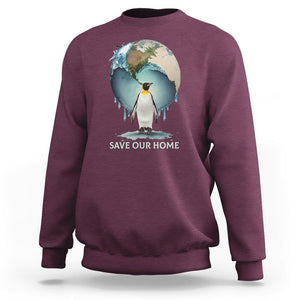 Earth Day Sweatshirt Animal Wildlife Conservation Penguin Save Our Home Earth Day TS02 Maroon Printyourwear