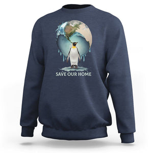 Earth Day Sweatshirt Animal Wildlife Conservation Penguin Save Our Home Earth Day TS02 Navy Printyourwear