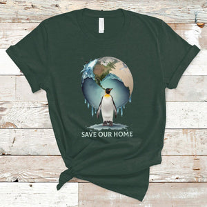 Earth Day T Shirt Animal Wildlife Conservation Penguin Save Our Home Earth Day TS02 Dark Forest Green Printyourwear