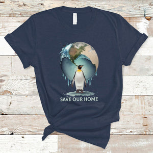 Earth Day T Shirt Animal Wildlife Conservation Penguin Save Our Home Earth Day TS02 Navy Printyourwear