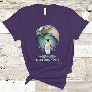 Earth Day T Shirt Animal Wildlife Conservation Penguin Save Our Home Earth Day TS02 Purple Printyourwear