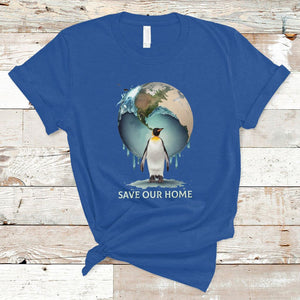 Earth Day T Shirt Animal Wildlife Conservation Penguin Save Our Home Earth Day TS02 Royal Blue Printyourwear