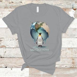 Earth Day T Shirt Animal Wildlife Conservation Penguin Save Our Home Earth Day TS02 Sport Gray Printyourwear