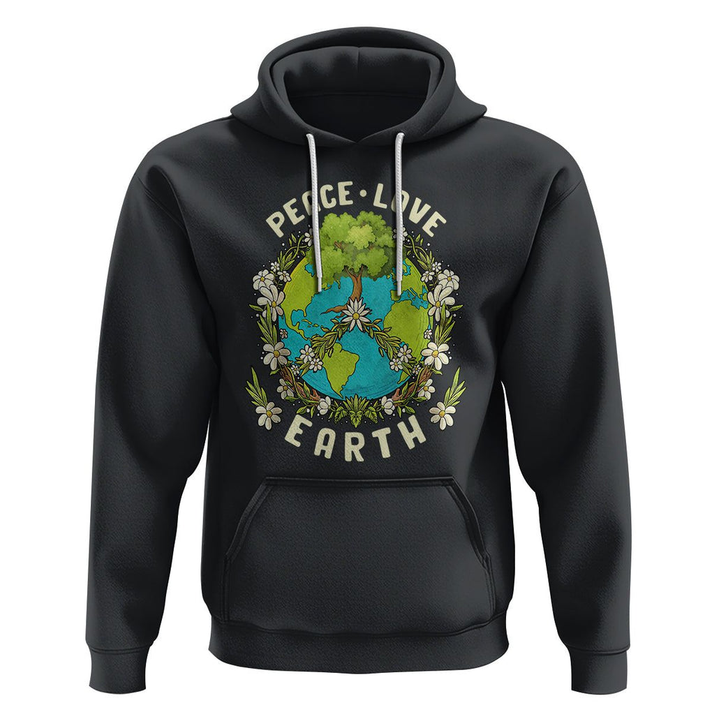 Earth Day Hoodie Peace Love Earth Happy Earth Day Plant More Trees Go Planet TS02 Black Printyourwear