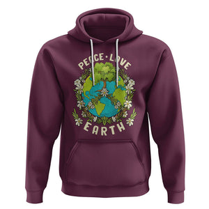 Earth Day Hoodie Peace Love Earth Happy Earth Day Plant More Trees Go Planet TS02 Maroon Printyourwear