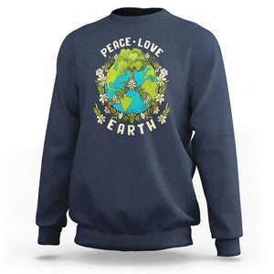 Earth Day Sweatshirt Peace Love Earth Happy Earth Day Plant More Trees Go Planet TS02 Navy Printyourwear