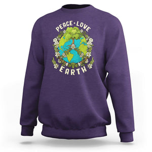 Earth Day Sweatshirt Peace Love Earth Happy Earth Day Plant More Trees Go Planet TS02 Purple Printyourwear