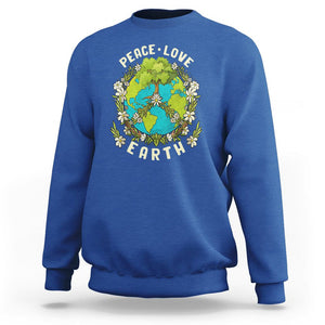 Earth Day Sweatshirt Peace Love Earth Happy Earth Day Plant More Trees Go Planet TS02 Royal Blue Printyourwear