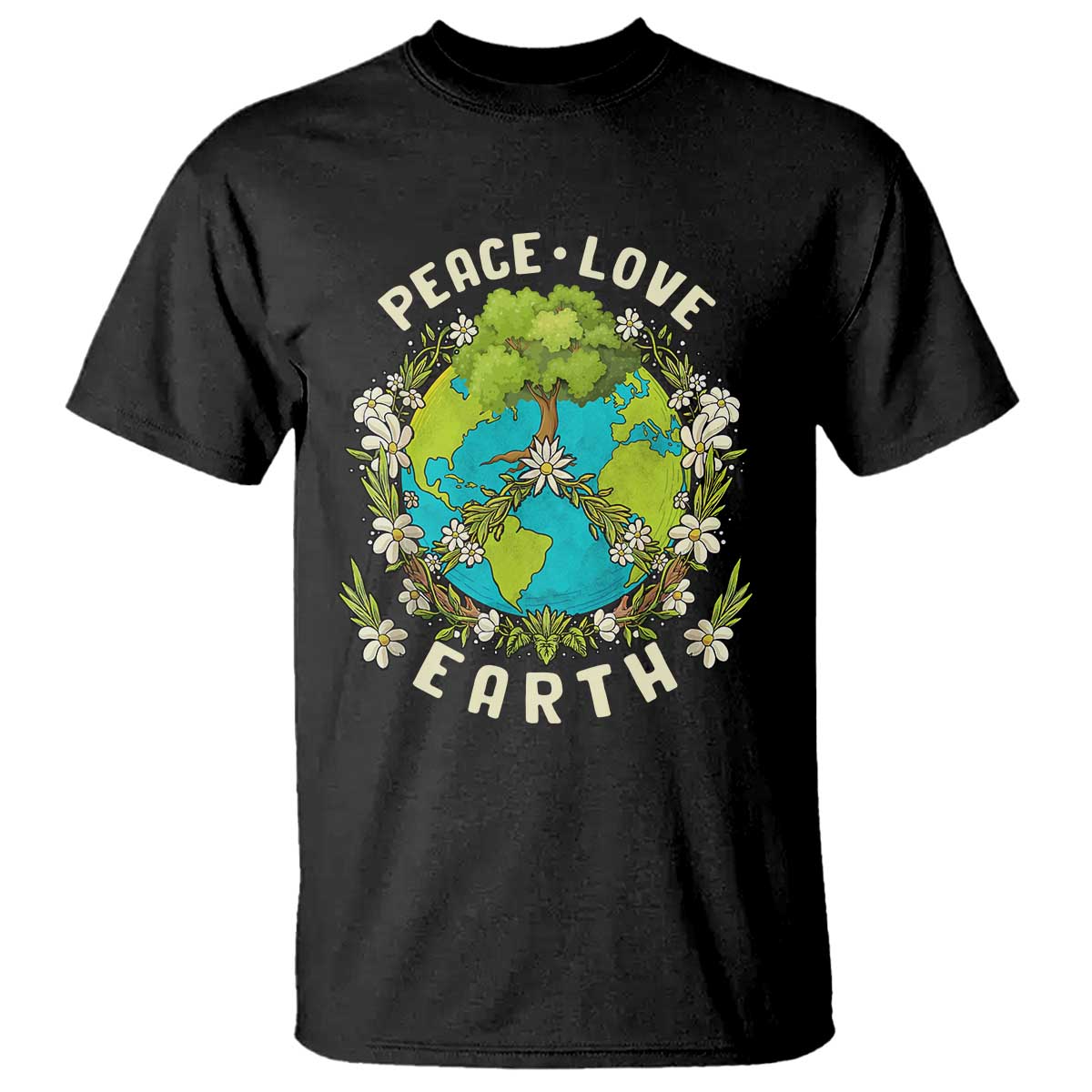 Earth Day T Shirt Peace Love Earth Happy Earth Day Plant More Trees Go Planet TS02 Black Printyourwear