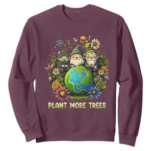 Earth Day Sweatshirt Plant More Trees Go Green Go Planet Happy Earth Day Gnomes TS02 Maroon Printyourwear