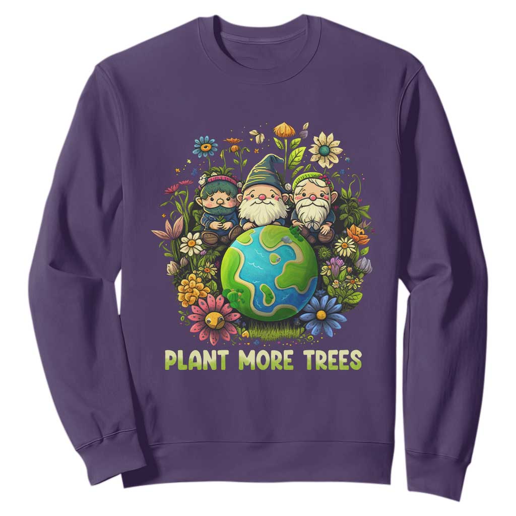 Earth Day Sweatshirt Plant More Trees Go Green Go Planet Happy Earth Day Gnomes TS02 Purple Printyourwear