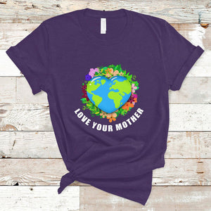 Earth Day T Shirt Love Your Mother Go Planet Go Green Earth Heart TS02 Purple Printyourwear